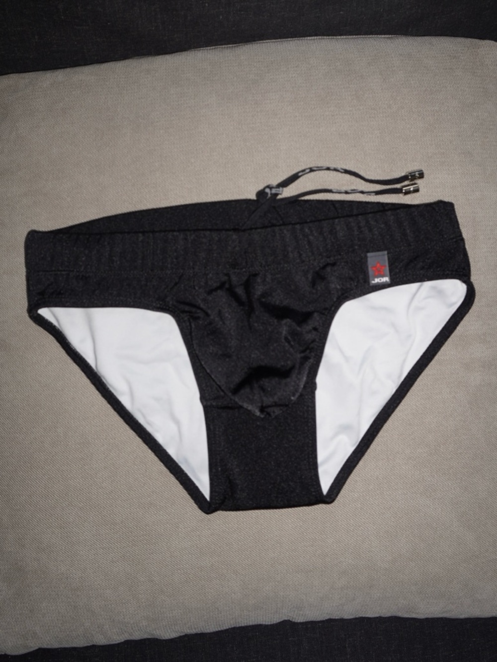 Black Men's Swim Brief with Drawstring